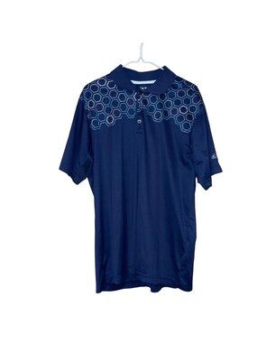 Adidas Golf Navy ClimaCool Polo Shirt With Hexagon Pattern Mens Size L
